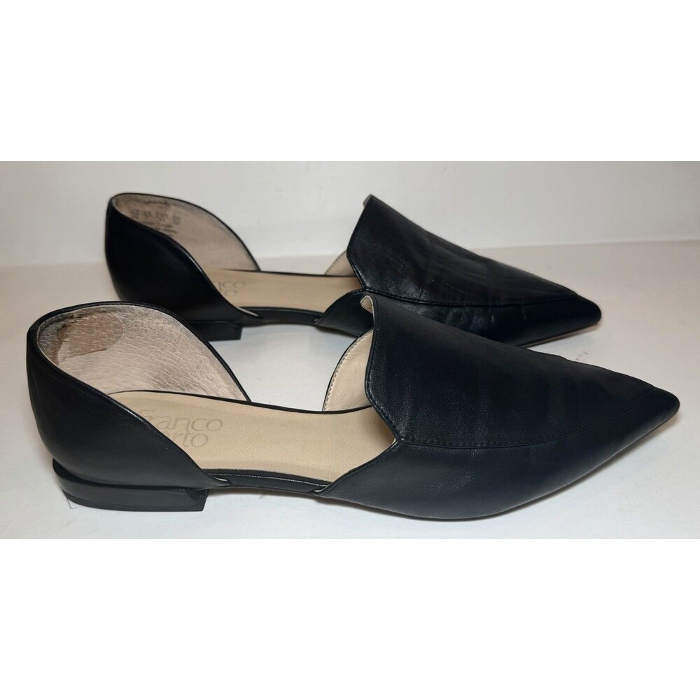 Franco Sarto Toby Women’s 9M Black Leather Pointed Toe D’Orsay Flats